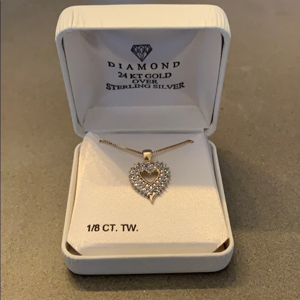 24K real gold necklace with diamonds